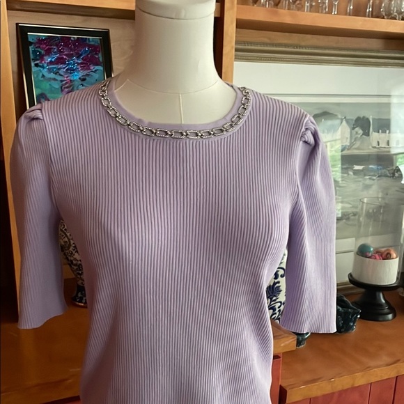 Nanette Lepore Tops - Nanette Lepore NWOT Lavender Ribbed Jewel Women's Top Small